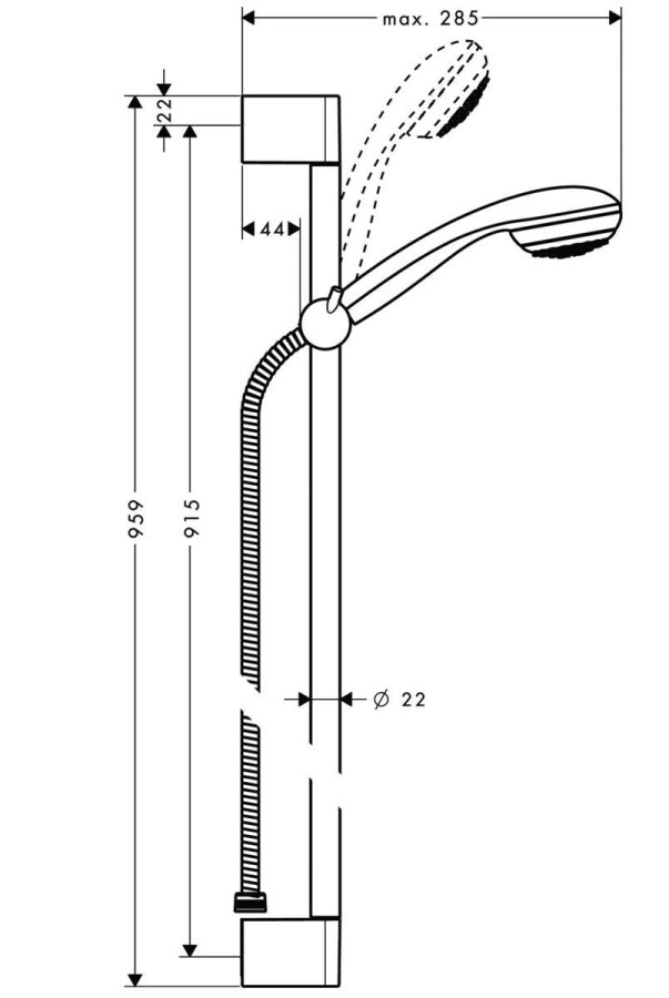 Hansgrohe Crometta 85 Душевой набор Mono со штангой 90 см хром 27729000