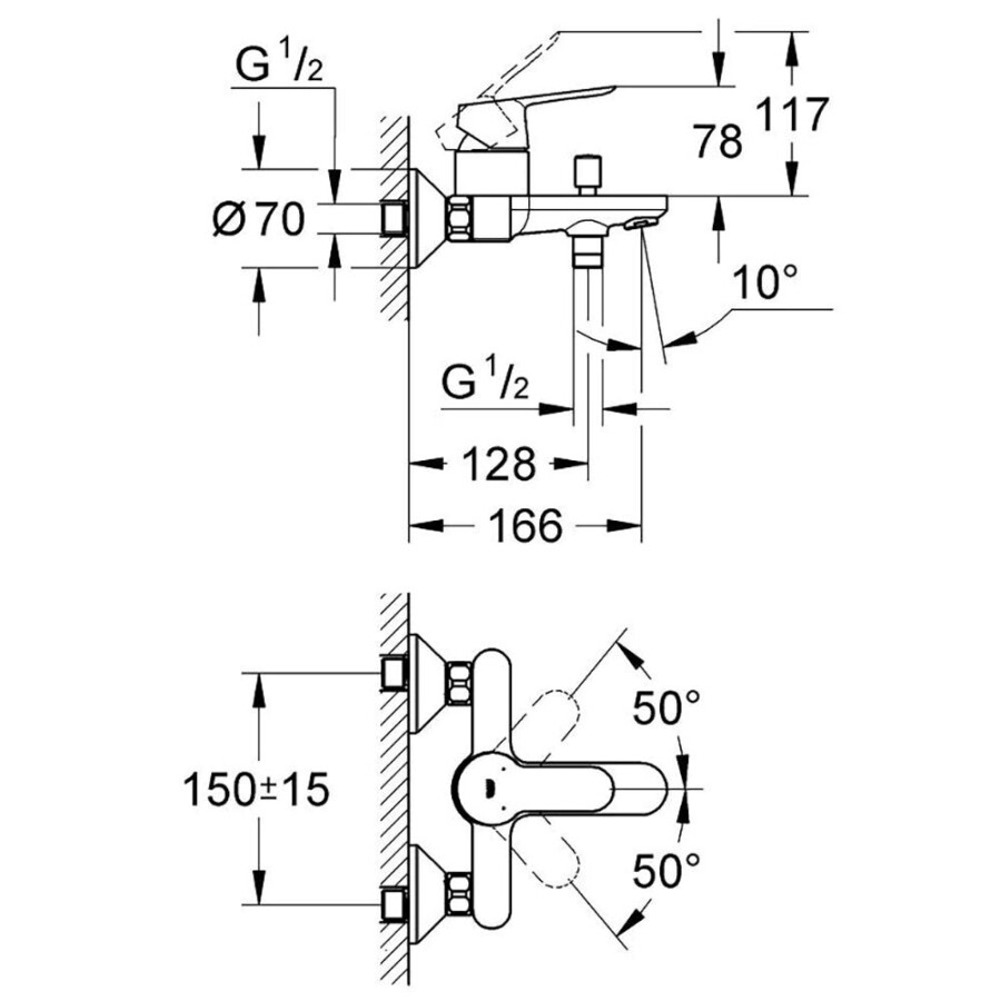 Комплект смесителей GROHE Start Edge для раковины, ванны с душевым гарнитуром, хром 120210