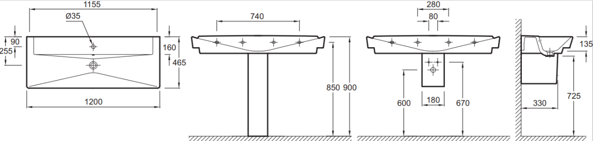 Jacob Delafon Reve E4800-00 раковина подвесная 120 см