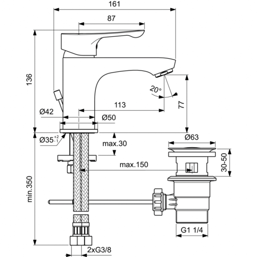 Ideal Standard DOT смеситель для раковины BC321AA