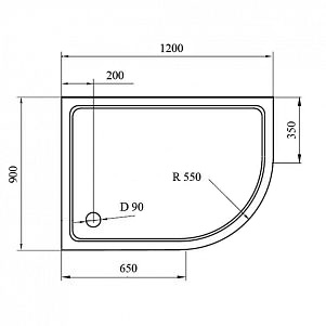 Cezares Tray поддон из стеклокомпозита 120х90 TRAY-M-RH-120/90-550-35-W-R