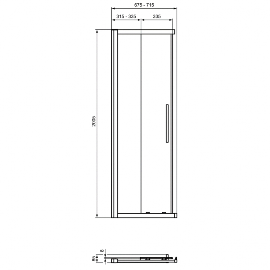 Ideal Standard I.Life душевая дверь 70 см T4854EO