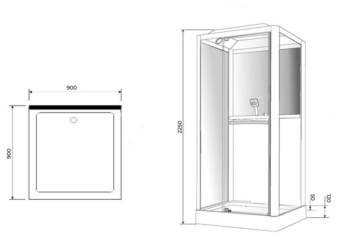 Душевая кабина Grossman Alba GR121L (90x90x225) дверь распашная,3 места