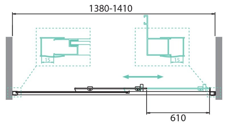 BelBagno Due душевая дверь 140 см, прозрачное стекло DUE-BF-1-140-C-Cr