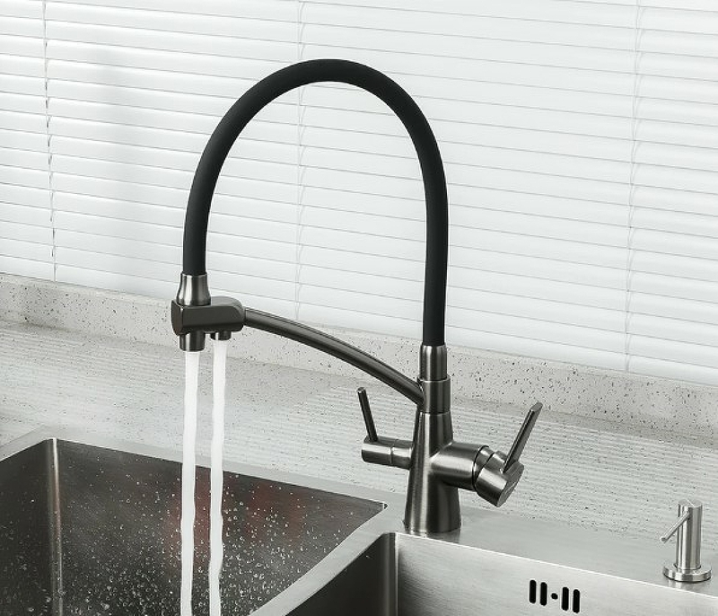 Смеситель для кухни со встроенным фильтром (краном) под питьевую воду Gappo G4398-19