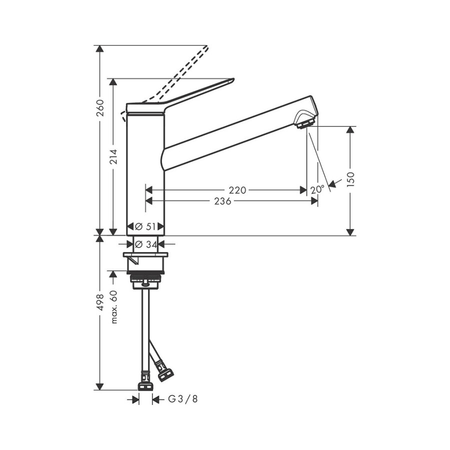 Hansgrohe Zesis M33 Кухонный смеситель 150 1jet сталь 74802800