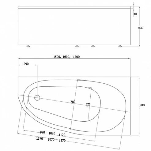 Aquatek Дива ванна акриловая 150х90 правая DIV150-0000002