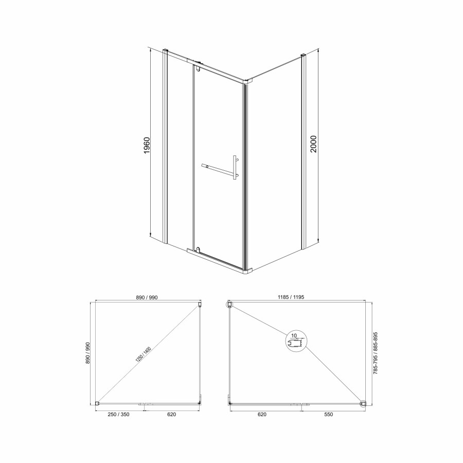 Душевое ограждение без поддона Arena Square Black 120*90 (с дугами и аксессуарами) производство УТ000094570