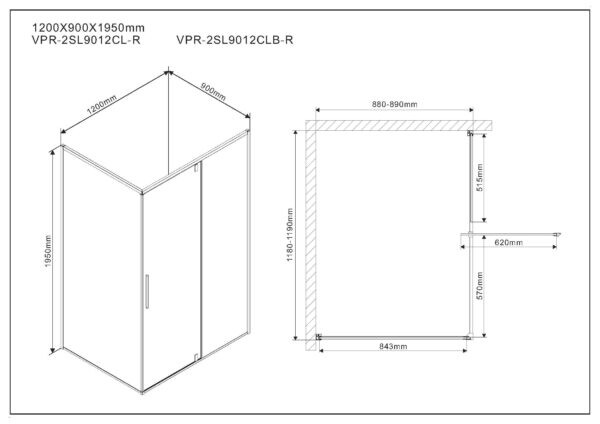 Vincea Slim душевой уголок VPR-2SL9012CL-R 120х90 хром, стекло прозрачное