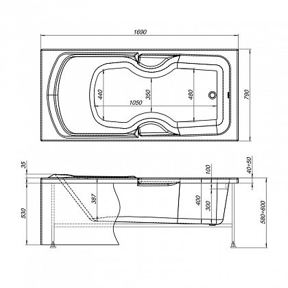 Aquanet Polo 170*80 ванна акриловая прямоугольная