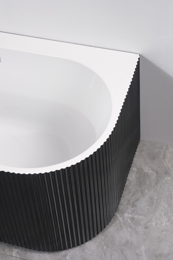 Ванна акриловая Azario LAGO BLANCO BLACK 1700х750х580 пристенная, левосторонняя, в комплекте с сифоном и металлической рамой, белый глянец/черный матовый AZ-6724-1CLB 17075