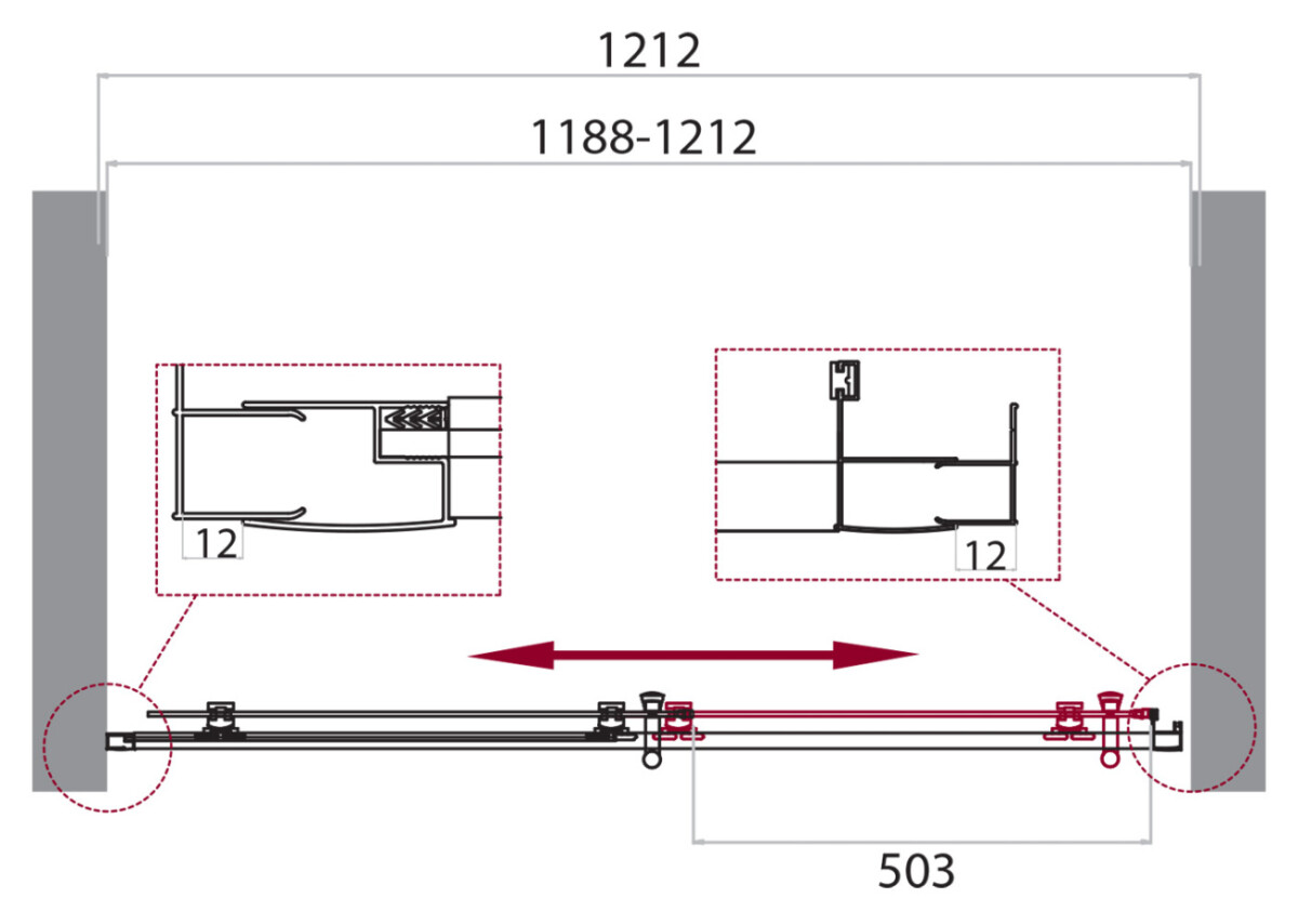 Дверь в проём BelBagno UNO-195-BF-1-120-CH-CR