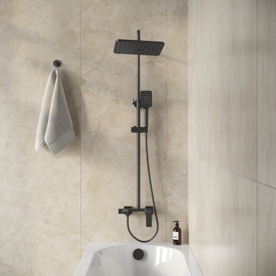 Душевая стойка Grossman Style 500.K35.05.210 с верхним душем,ручной лейкой и смесителем,черный матовый,1 место