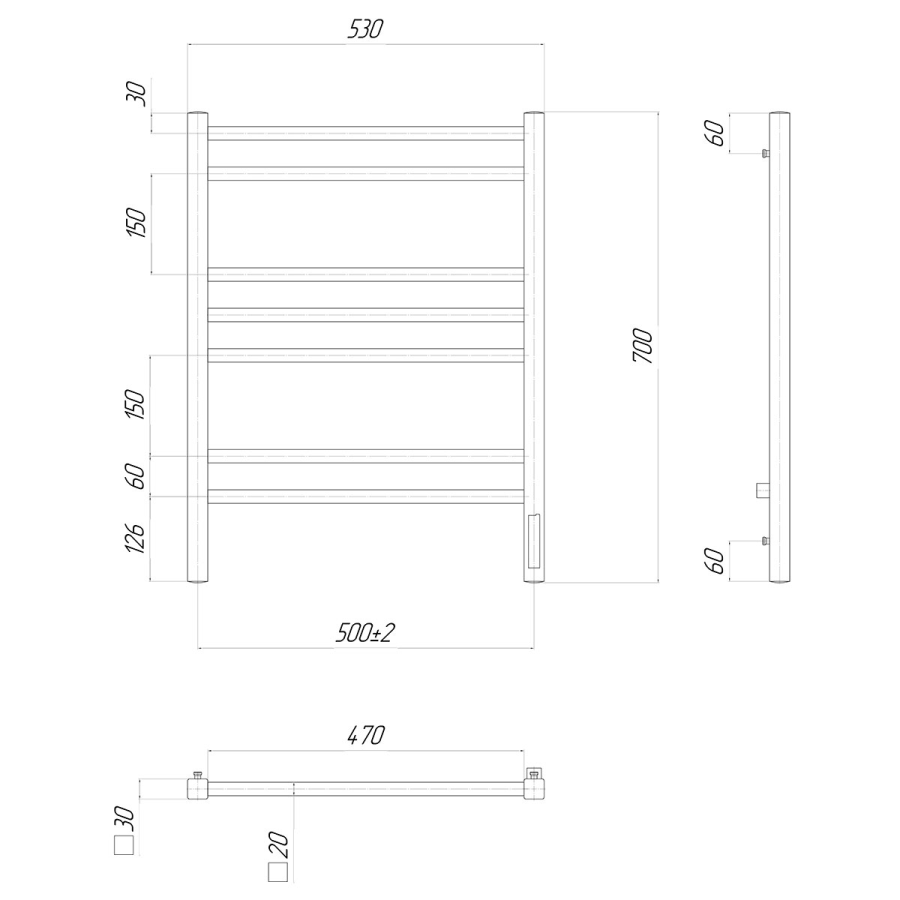 Lemark Unit П7 полотенцесушитель электрический 50х70 LM45707Z