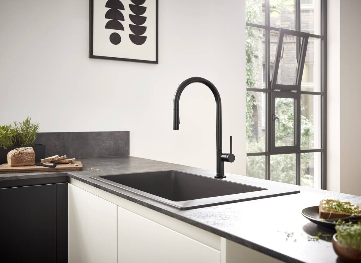 Hansgrohe Talis M54 Кухонный смеситель 210 с вытяжным душем 2jet sBox черный матовый 72801670