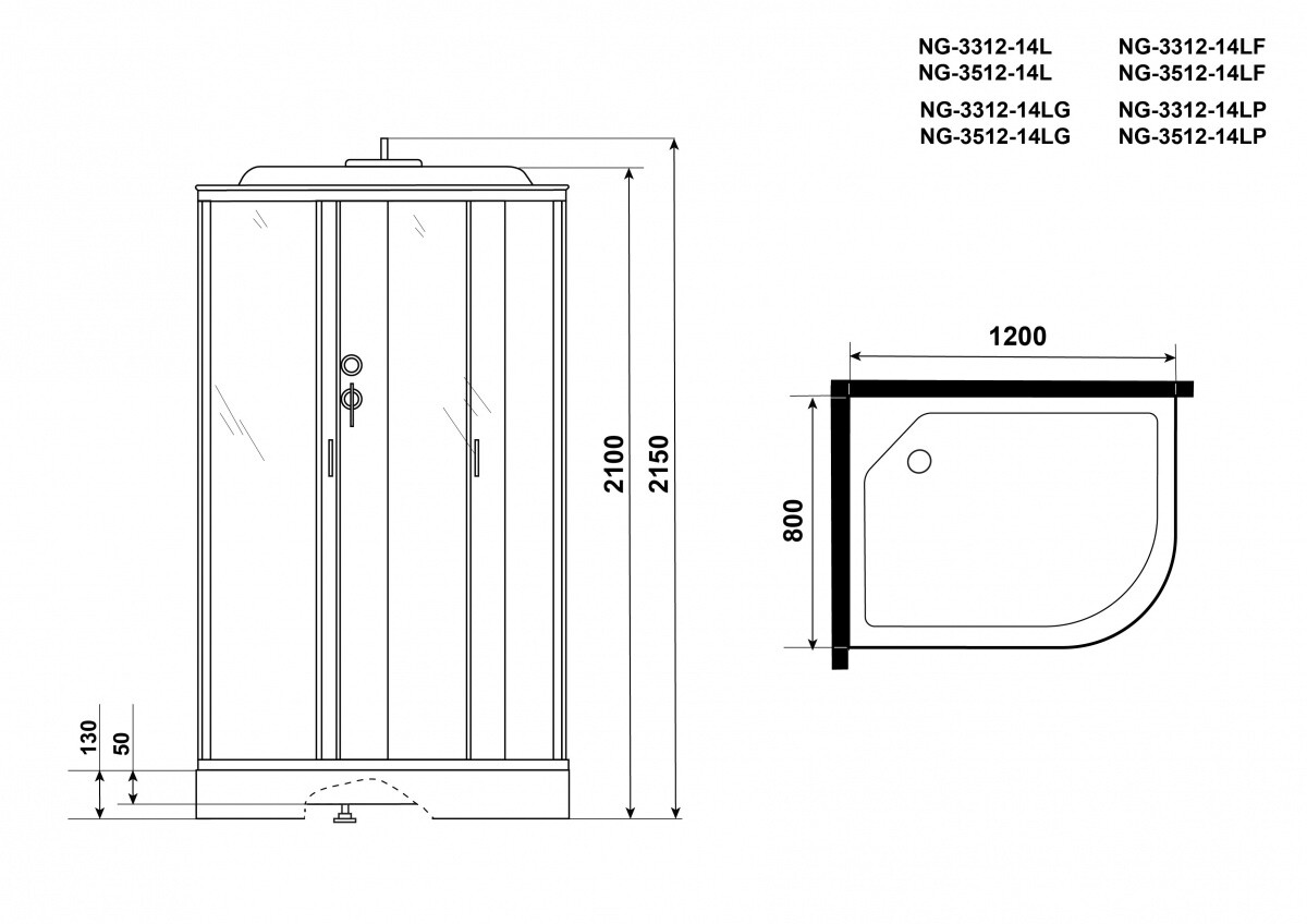 Niagara NG 3312-14LG Душевая кабина 120x80 Левая Гидромассаж 33121423LG