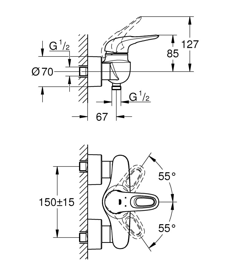 Смеситель Grohe Eurostyle 33590003 для душа однорычажный хром