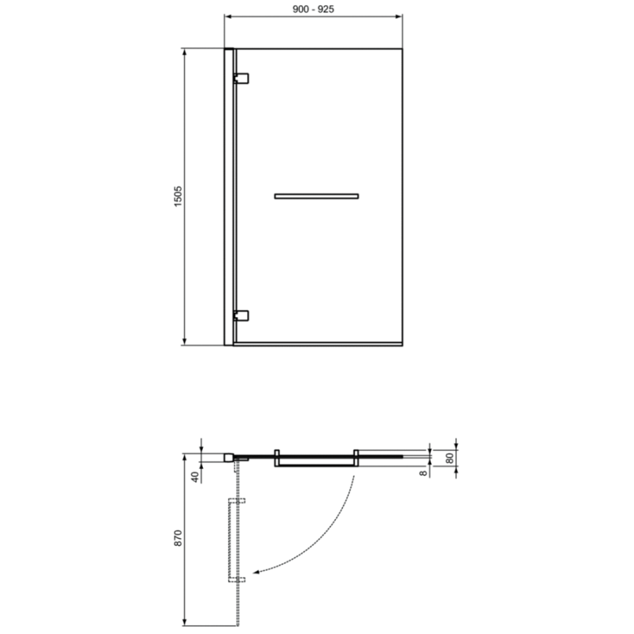 Ideal Standard штора левая на ванну i.life 90х150 см T4889EO