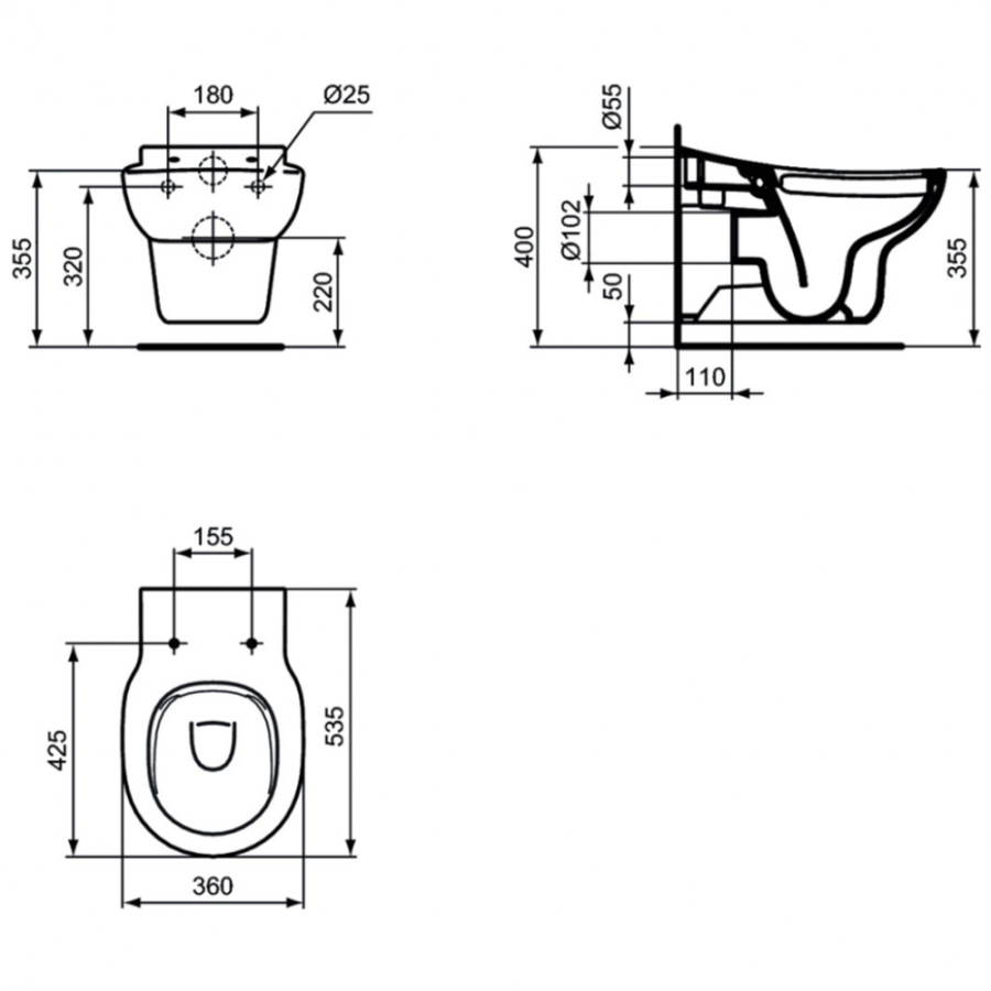 Ideal Standard Contour унитаз подвесной безободковый S312801