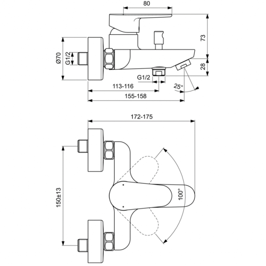 Ideal Standard Cerafine model O смеситель для ванны BC500AA