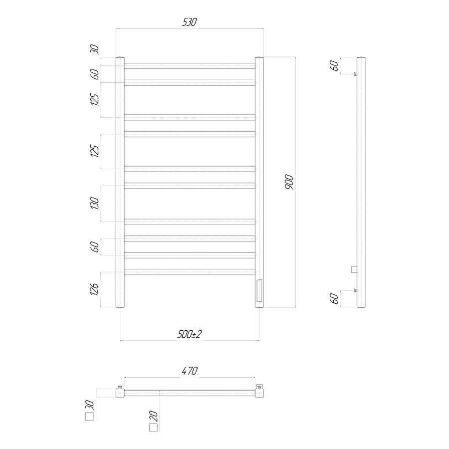 Lemark Unit П10 полотенцесушитель электрический 50х90 LM45910Z