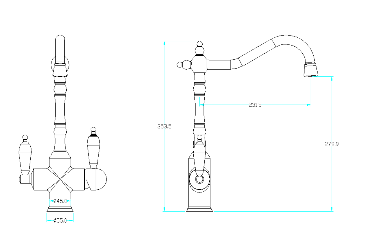 Смеситель для кухни Boheme Kitchen Medici Ripresa ручки с белой керамикой 111