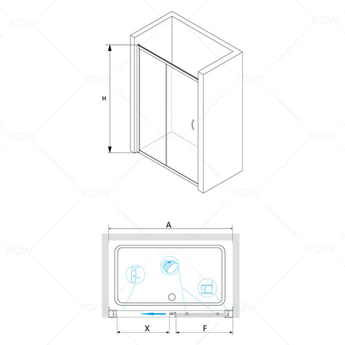 RGW РА-016 душевая дверь 150 см профиль хром, стекло прозрачное 350801615-11