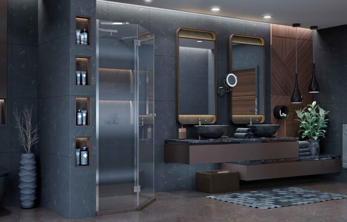 Душевое ограждение Ambassador Diamond 12011111L (90х90х200) трапеция,хром,стекло прозрачное,распашная,1 место
