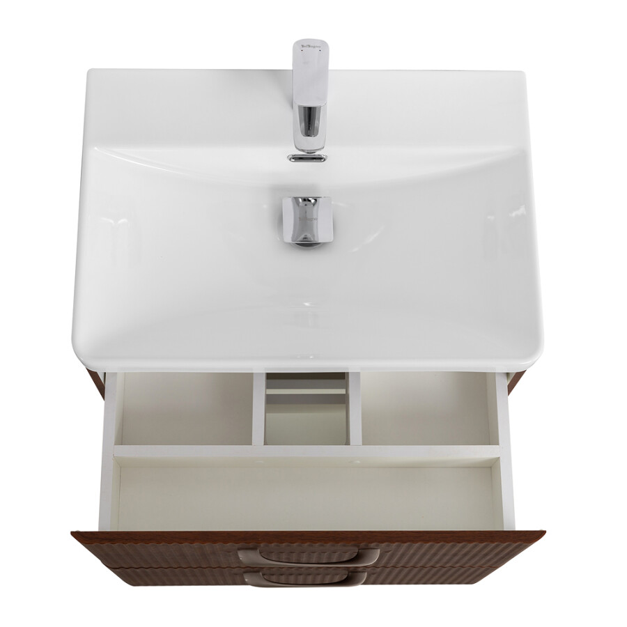 Подвесная тумба с раковиной Belbagno DUE 50 см Noce DUE-500-2C-SO-NOCE-P BB-8076-3-50
