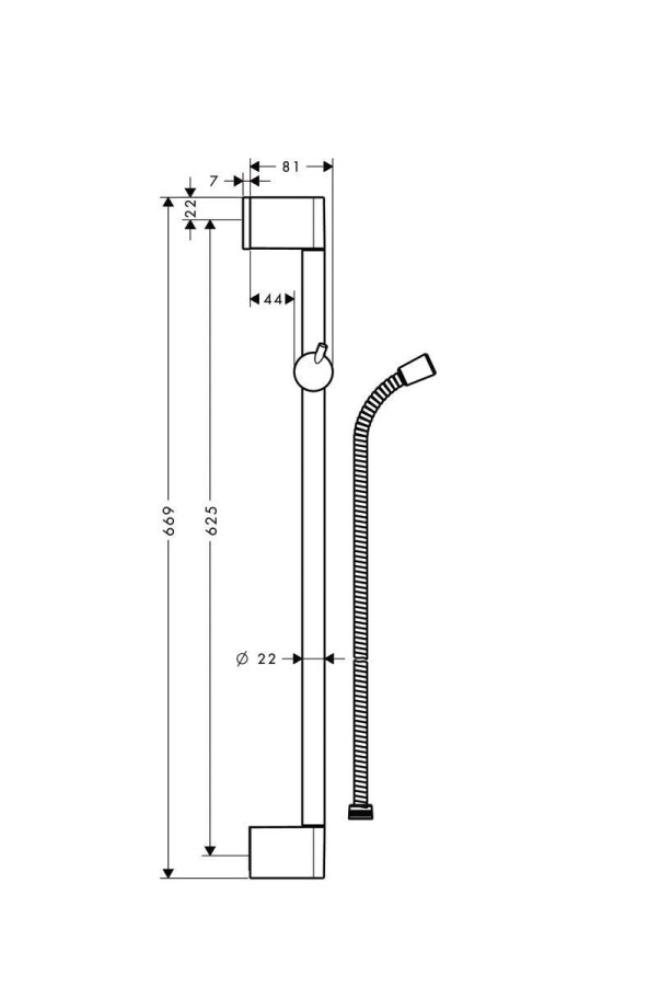 Hansgrohe Crometta штанга для душа Unica 65 см со шлангом хром 27615000