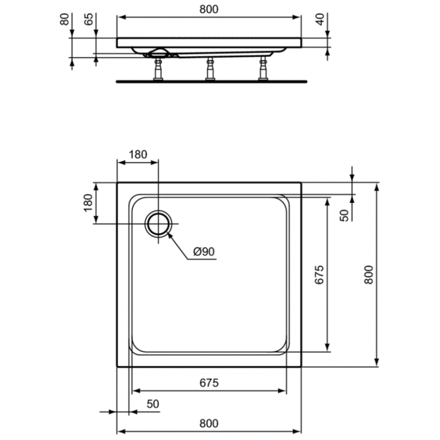 Ideal Standard Hotline душевой поддон 80х80 K276601