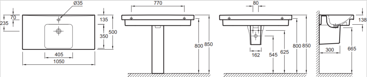 Jacob Delafon Odeon Up E4731-00 раковина подвесная 105 см