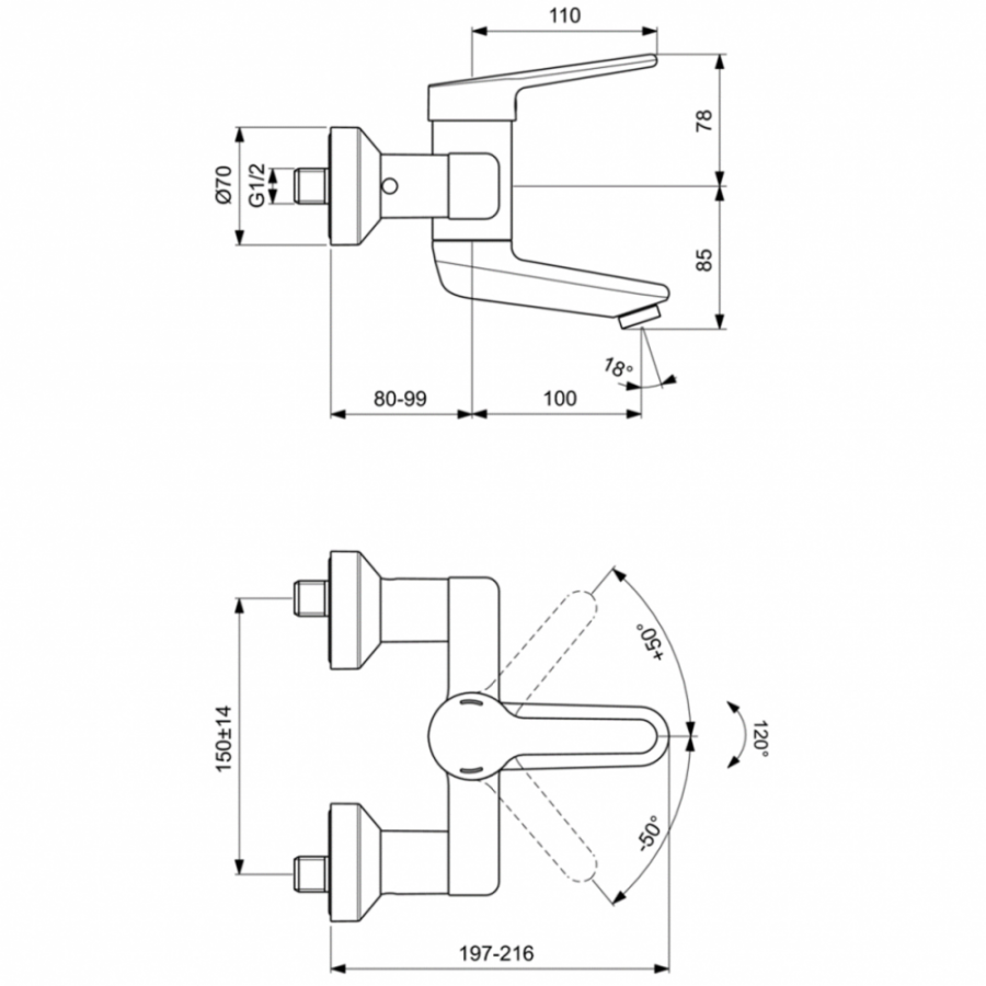 Ideal Standard Ceraplus смеситель для раковины BC110AA