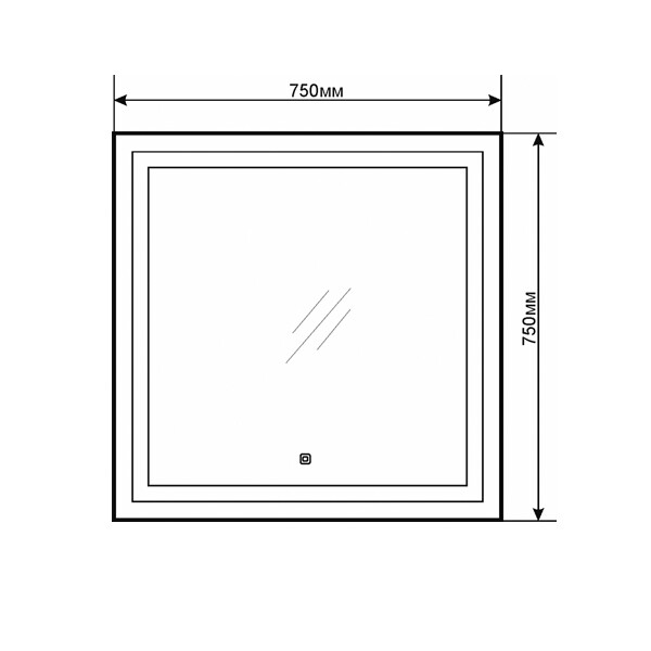 Зеркало Comforty Квадрат-75 светодиодная лента, бесконтактный сенсор 750*750 00-00005258CF