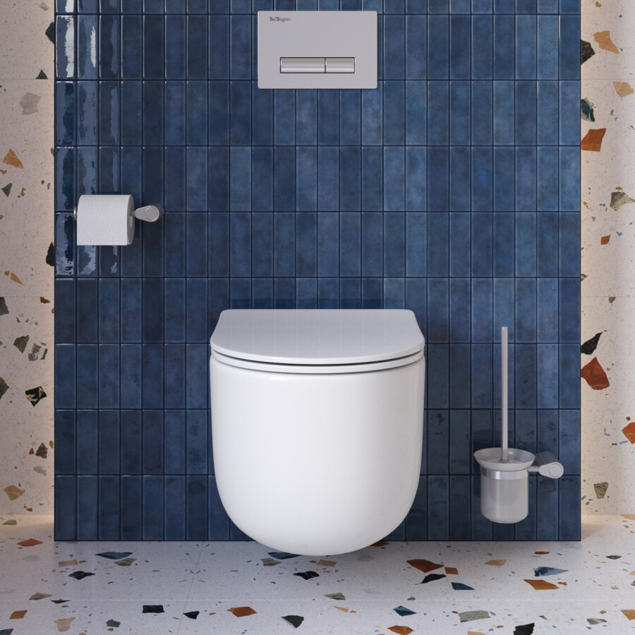 Унитаз подвесной безободковый с сиденьем со смывом TORNADO BelBagno SOFT-TOR BB084CH-TOR/SC