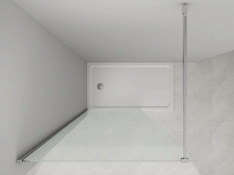 Душевая перегородка Loranto Walk-in 100x200 регулируемый кронштейн 70-100 мм, прозрачное стекло 8 мм, профиль черный матовый CS-W04B-100