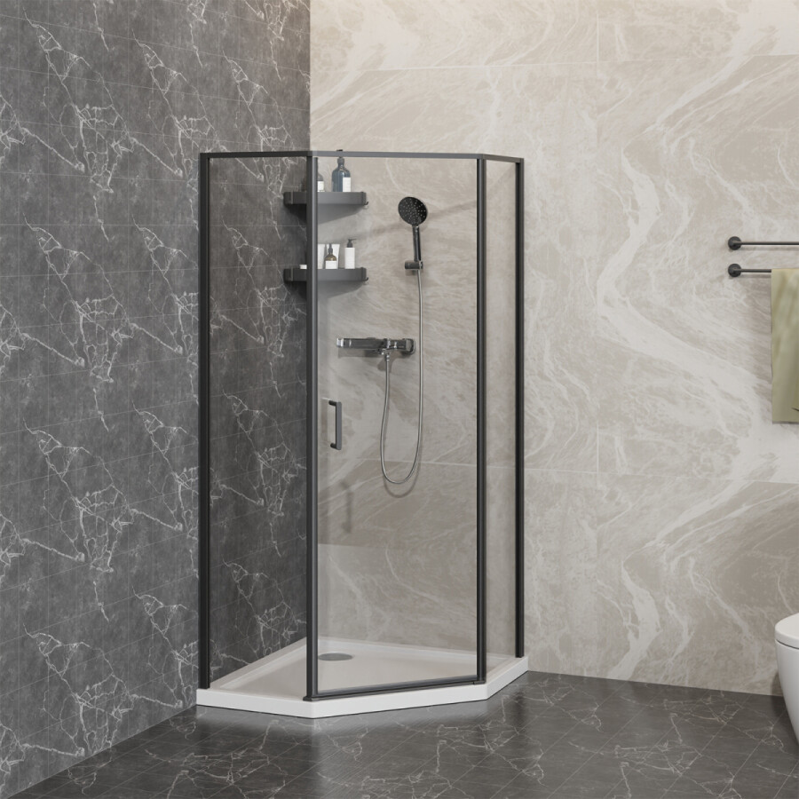 Душевое ограждение Azario SAKURA 1000х1000х1950 прозрачное стекло 6 мм, профиль черный матовый AZ-21C-100-MB-CL