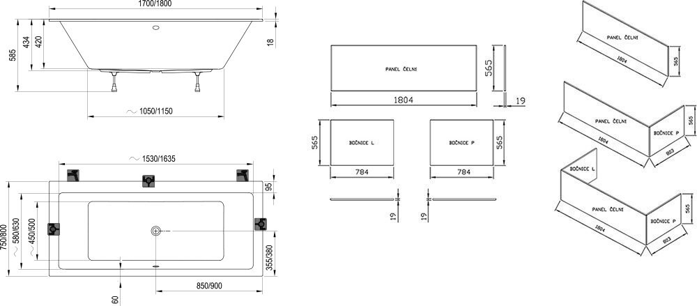 Ravak Formy 01 Slim 180*80 ванна акриловая прямоугольная C881300000