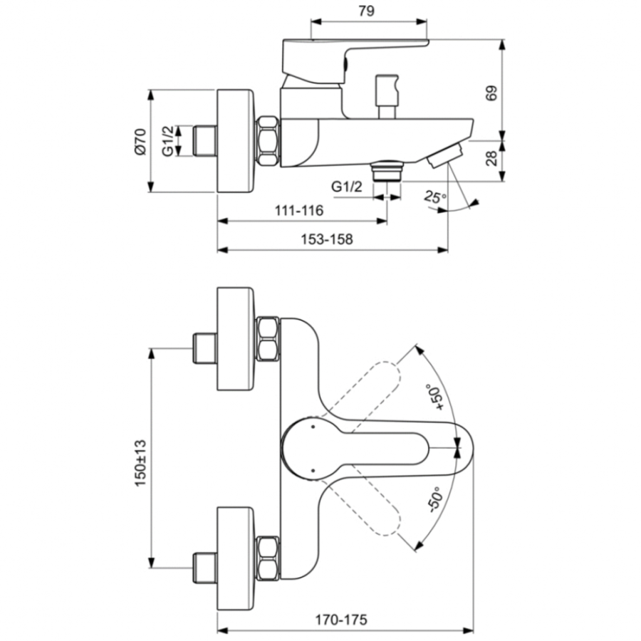 Ideal Standard Sesia смеситель для ванны BC208AA