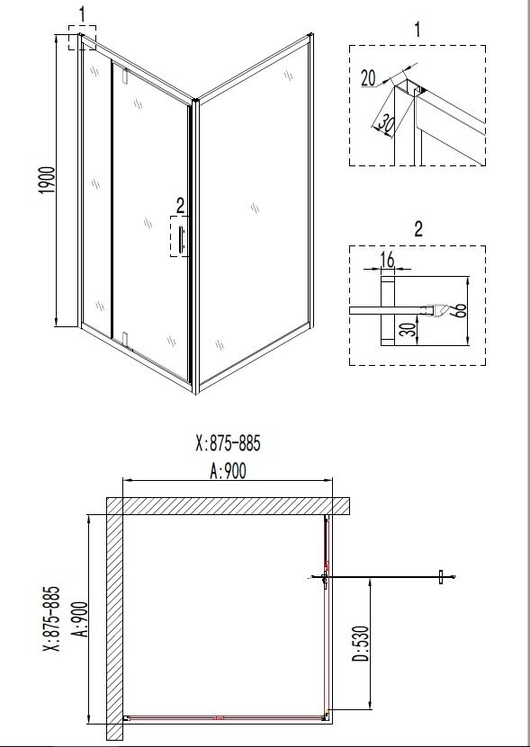 Душевой уголок 90x90 Niagara NG 6601-08 66010811