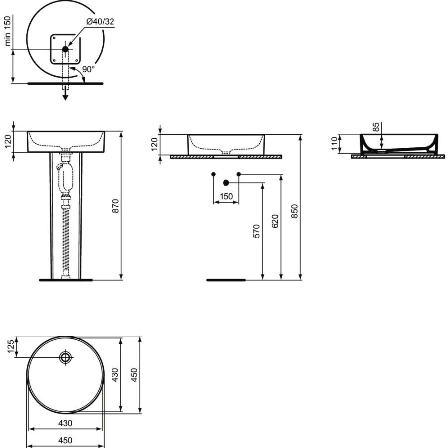 Ideal Standard Conca раковина 45 см T369601