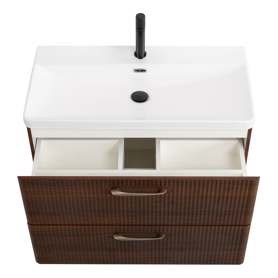 Подвесная тумба с раковиной Belbagno DUE 80 см Noce DUE-800-2C-SO-NOCE-P BB-8076-3-80