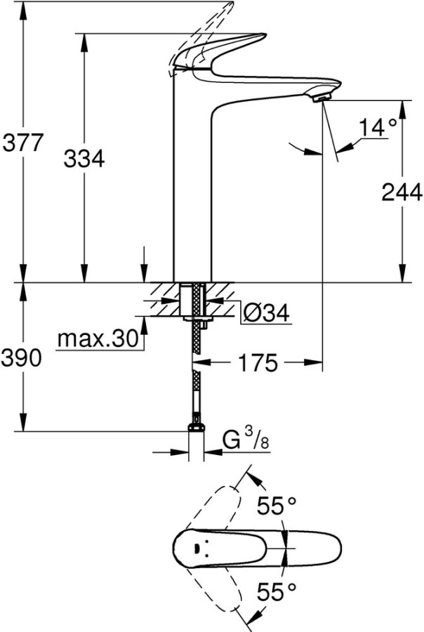 Grohe Eurostyle 23719LS3 смеситель для раковины белый