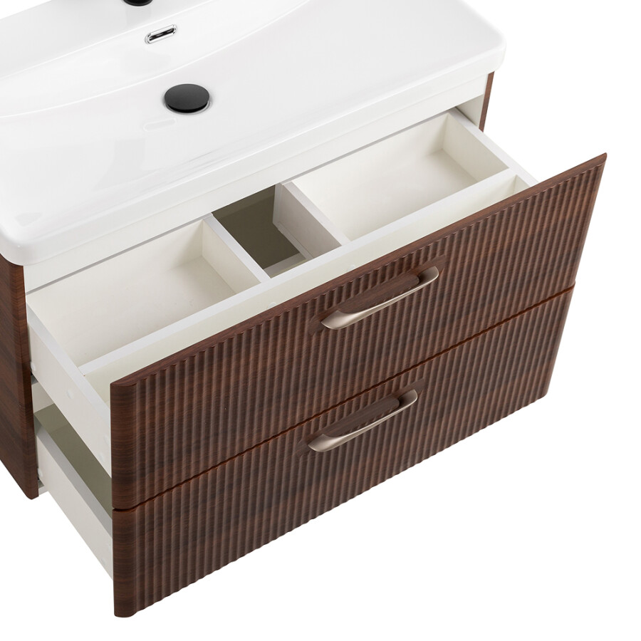 Подвесная тумба с раковиной Belbagno DUE 80 см Noce DUE-800-2C-SO-NOCE-P BB-8076-3-80