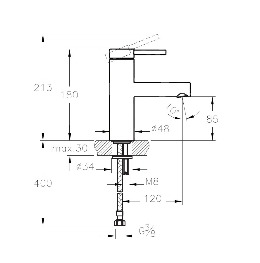 Vitra Pure A41260EXP смеситель для умывальника 35 мм