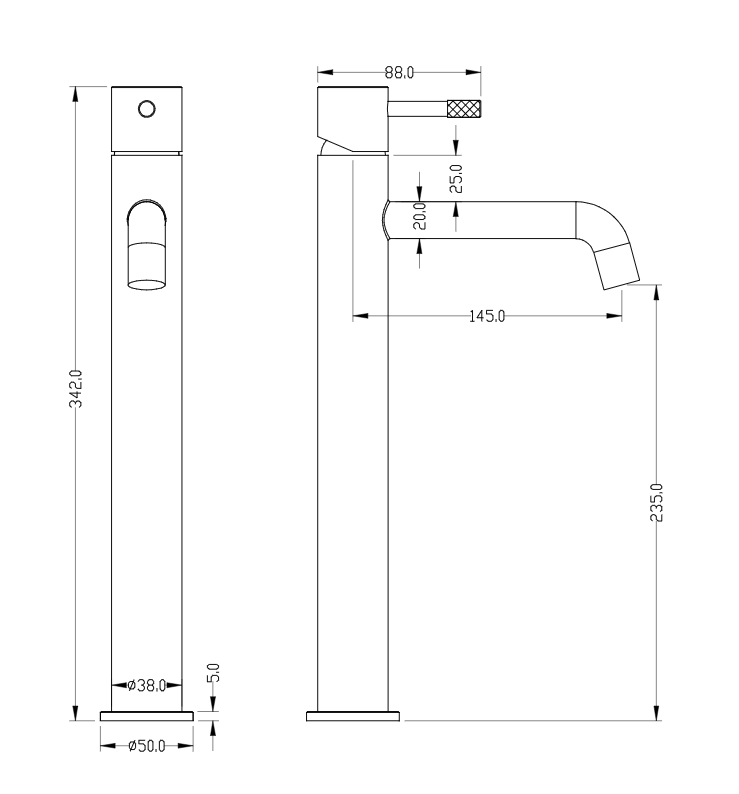 Смеситель для умывальника высокий Boheme Uno Brushed Bronze 462-BRB
