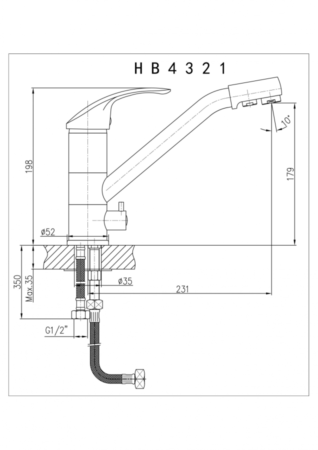 Haiba смеситель для кухни HB4319