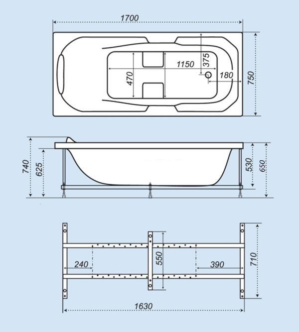 Triton Валенсия 170*75 ванна акриловая прямоугольная