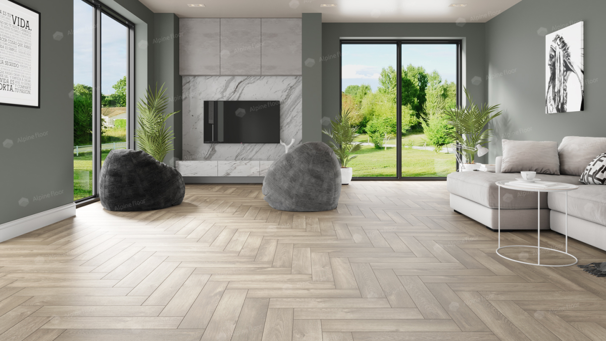 Alpine Floor Parquet Premium ABA SPC ламинат Дуб Натуральный Отбеленный ECO 19-5AB 600х125х8 mm
