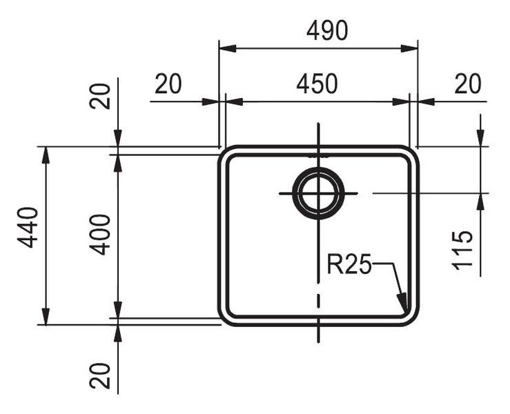 Franke KBX 110-45 кухонная мойка нержавеющая сталь полированная 49 x 44 см